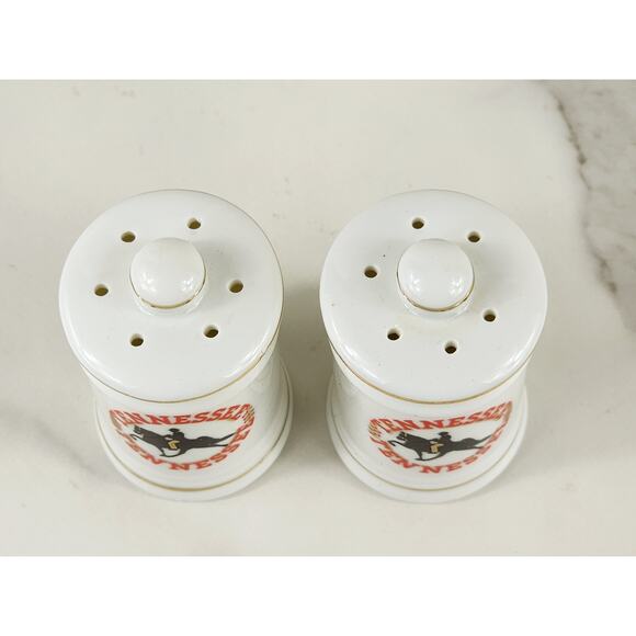 Salt & Pepper Shakers Tennessee Souvenir 80's Porcelain 2 3/4" Gold Trim Vintage - Picture 8 of 12